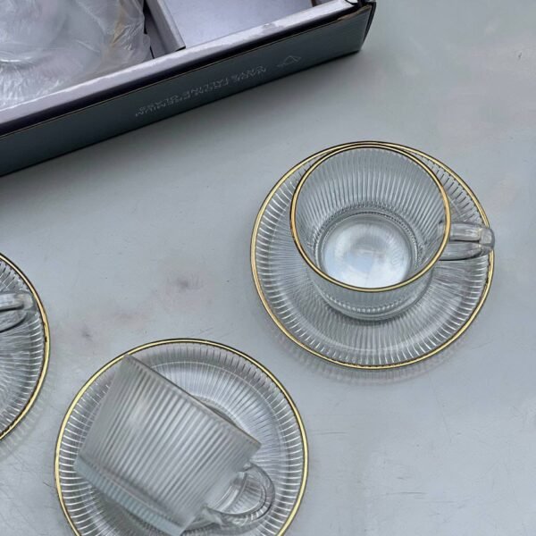 طقم فنجان زجاج كريستال