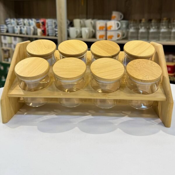 طقم التوابل بحامل خشب